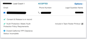 FIRST Youth Protection Program dashboard view